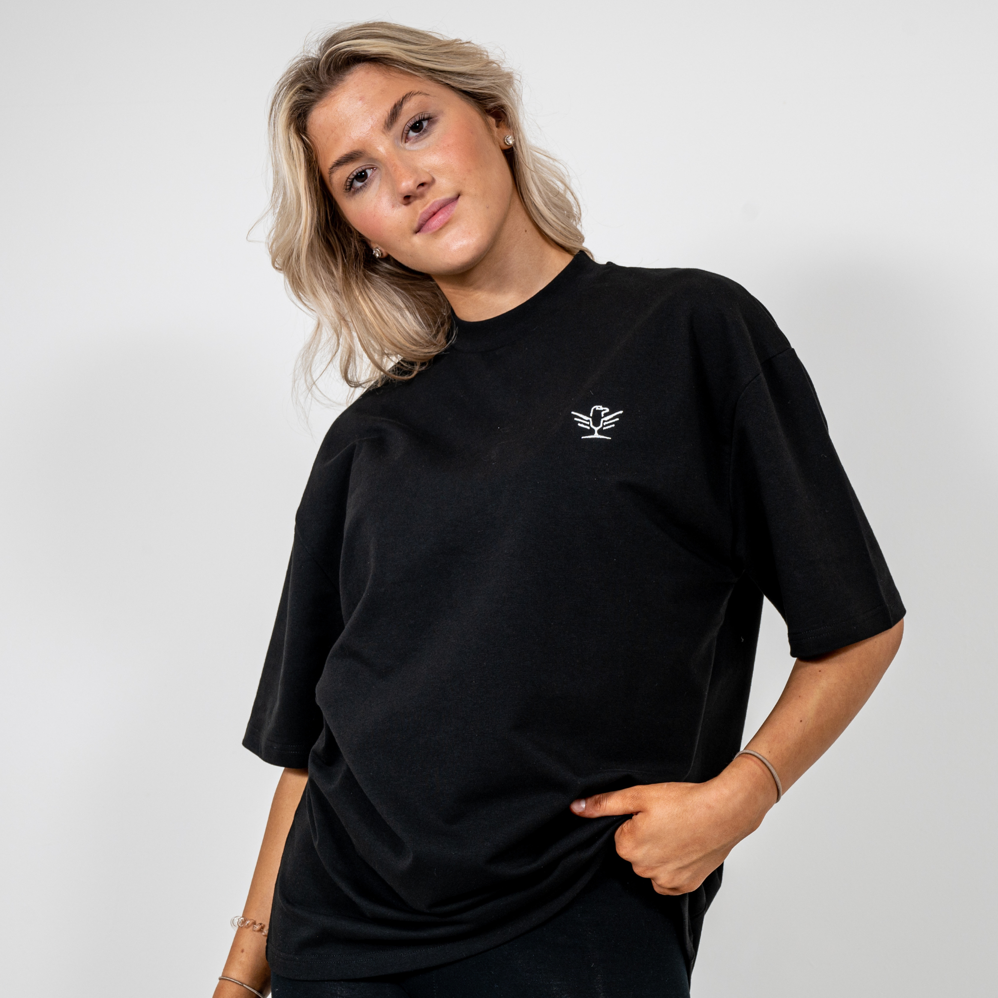 Black Embroidered Oversized T-shirt Woman