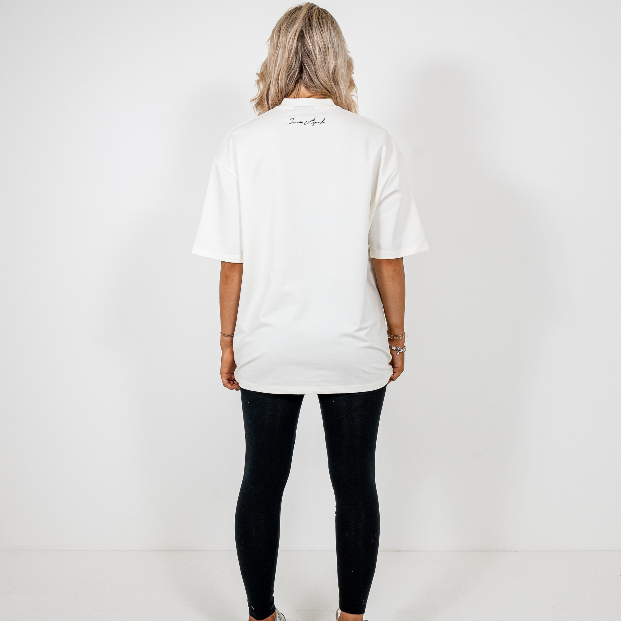 Cream Embroidered Oversized T-shirt Woman