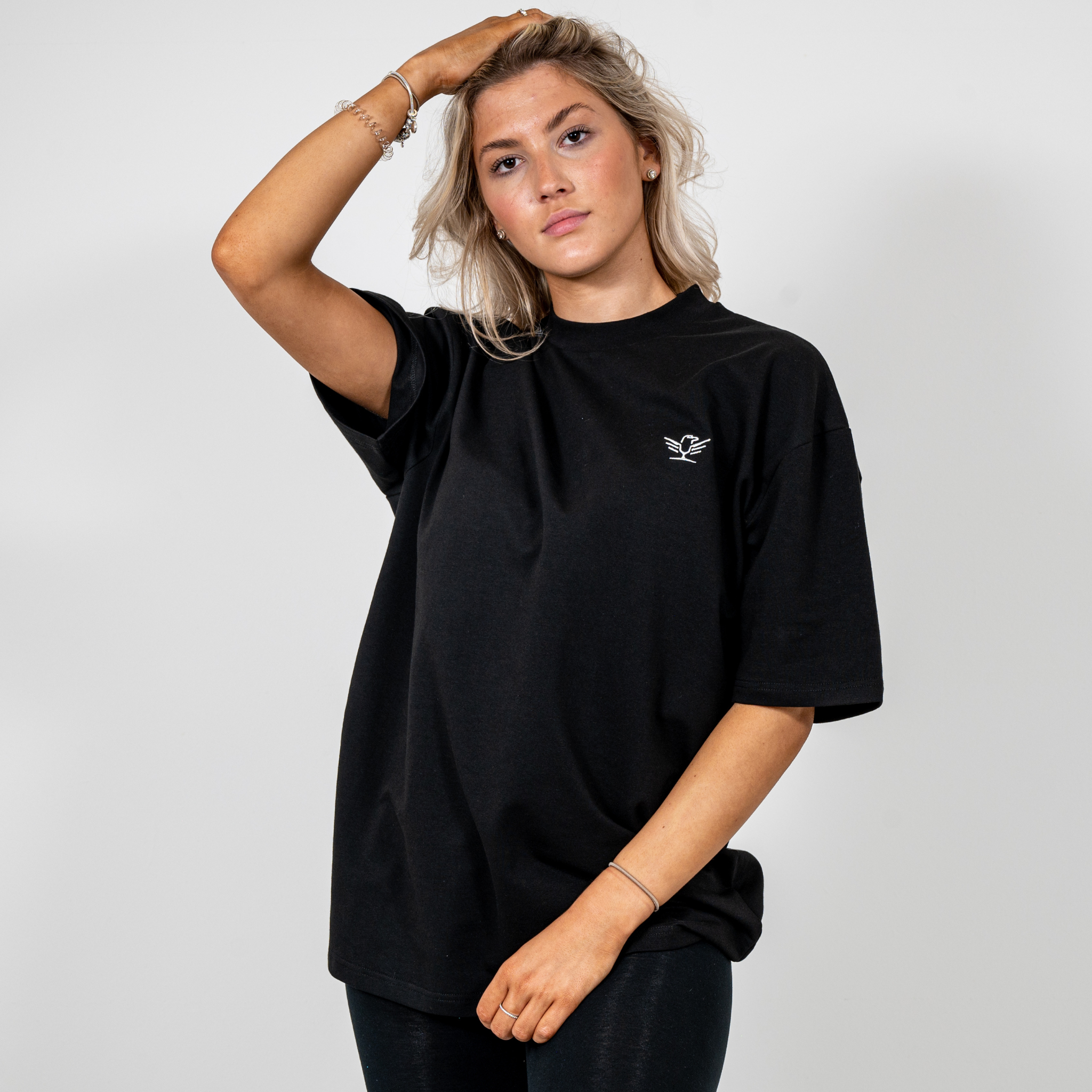 Black Embroidered Oversized T-shirt Woman